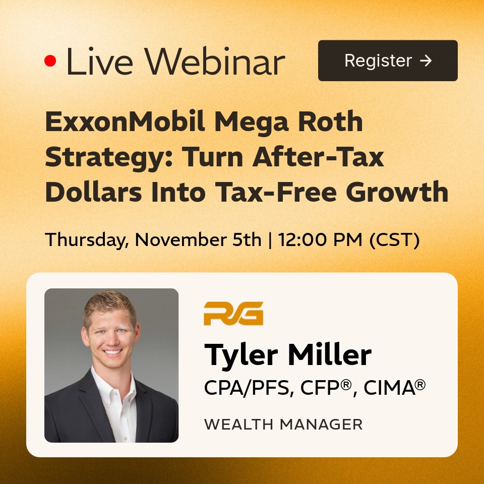 ExxonMobil Mega Roth Strategy: Turn After-Tax Dollars Into Tax-Free Growth — webinar newsletter card